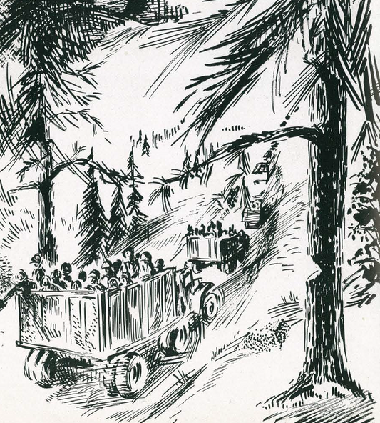 American GIs move through the snow-covered woods.