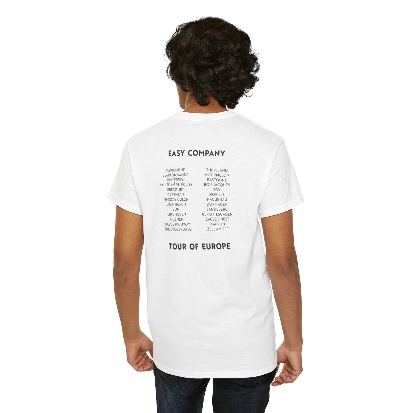 Bergs & Burgs Band of Brothers Tour T‑Shirt — Easy Company WWII Travel Guide Tee