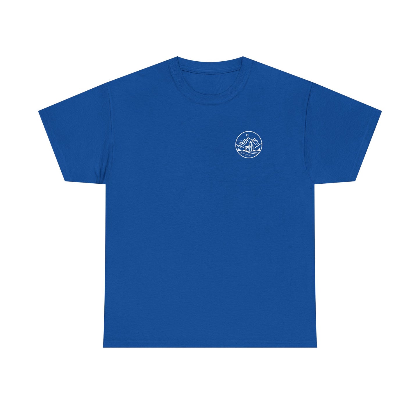 Travel Europe by Parachute with Bergs and Burgs Tee (light on dark)