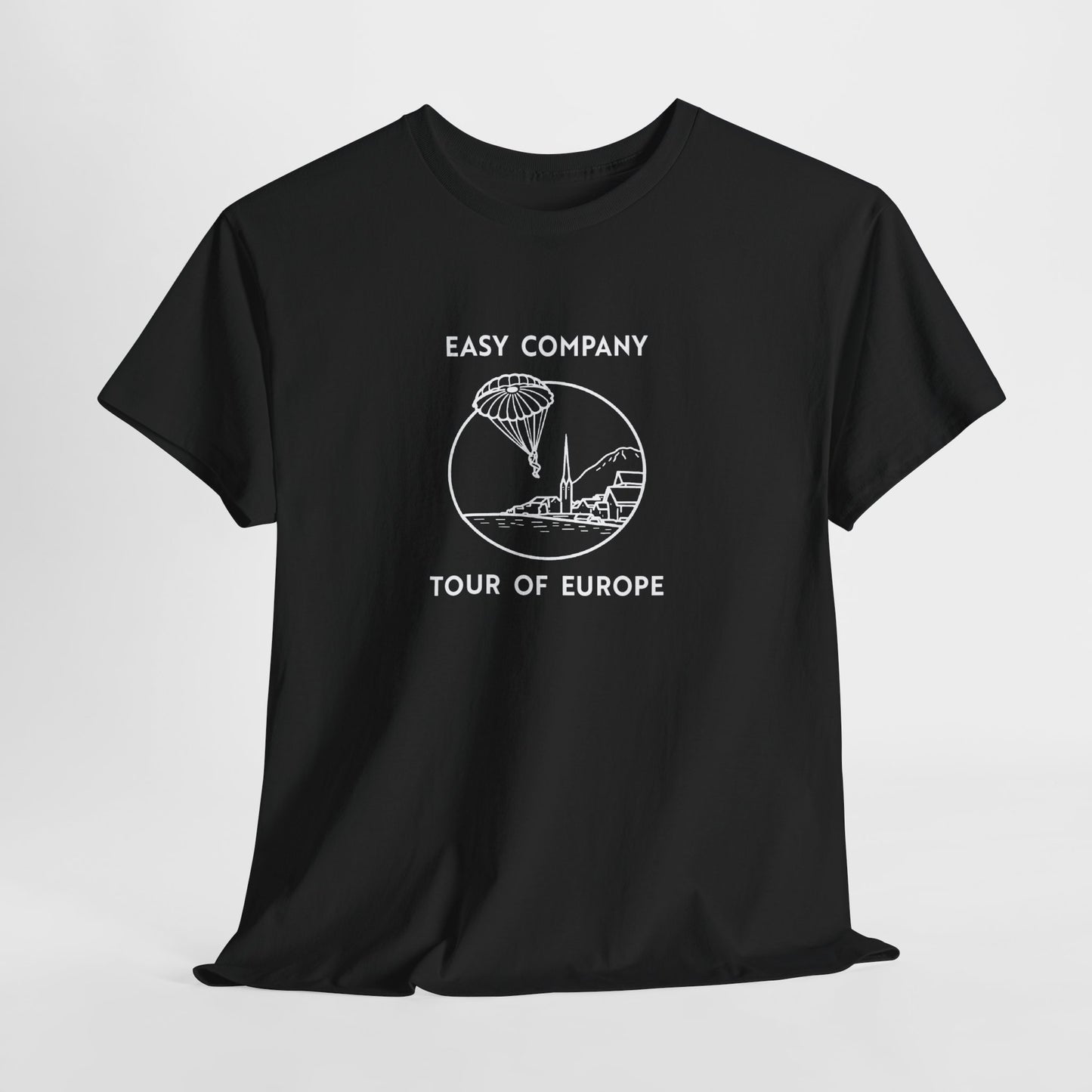 Easy Company Tour of Europe Tee (light on dark)