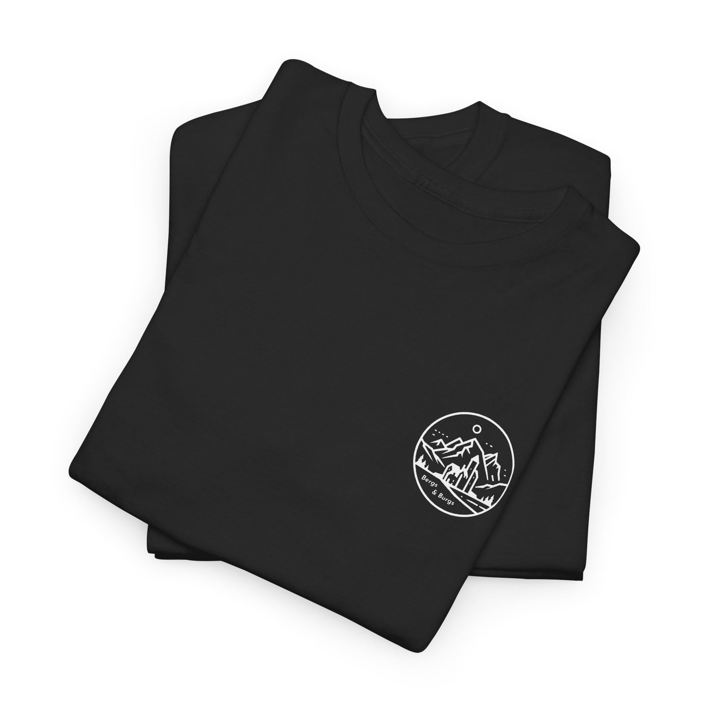 Travel Europe by Parachute with Bergs and Burgs Tee (light on dark)