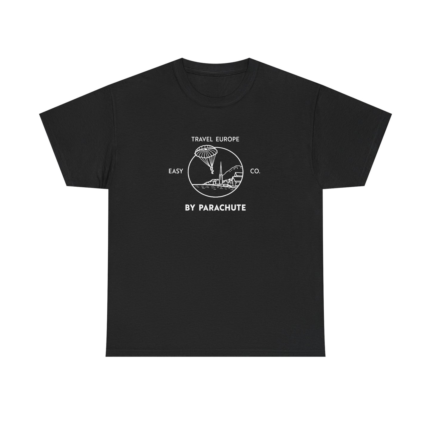 Travel Europe by Parachute Easy Company Tee (light on dark)
