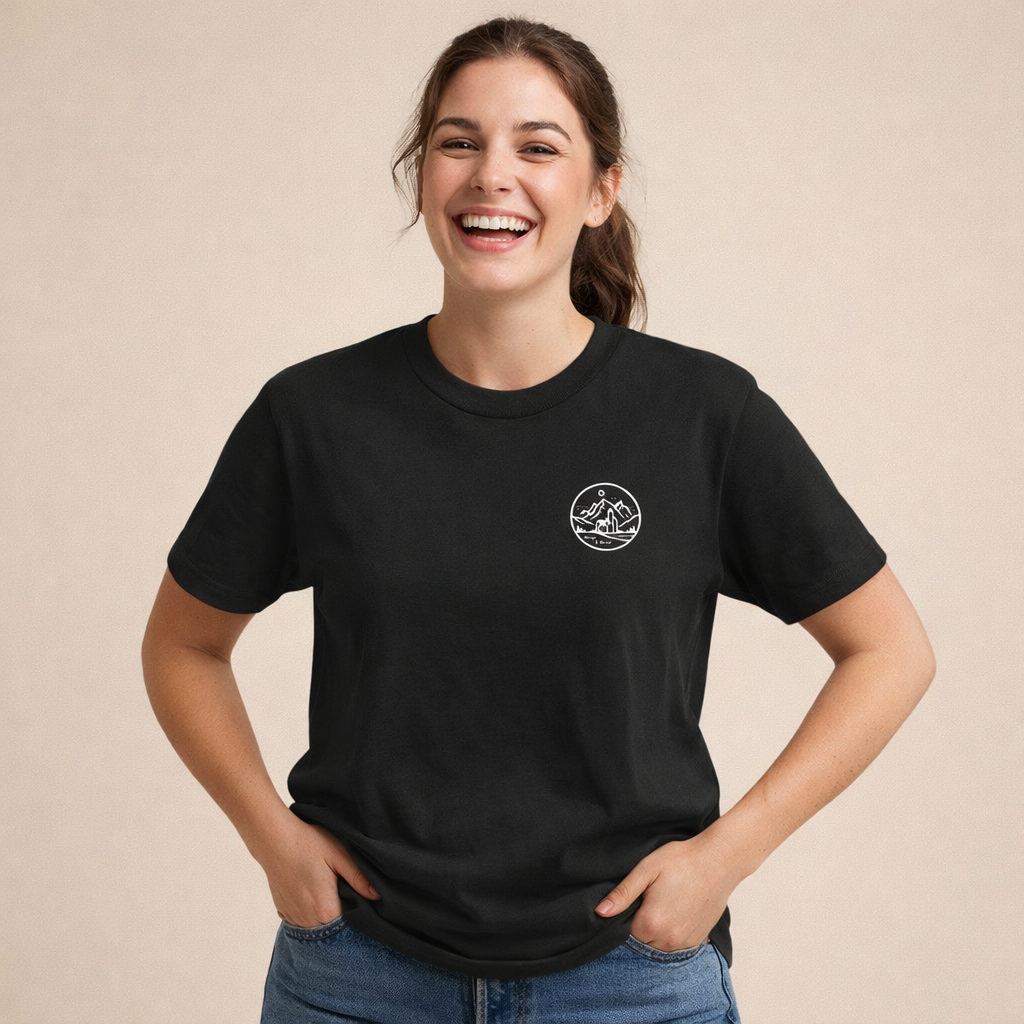 Travel Europe by Parachute with Bergs and Burgs Tee (light on dark)