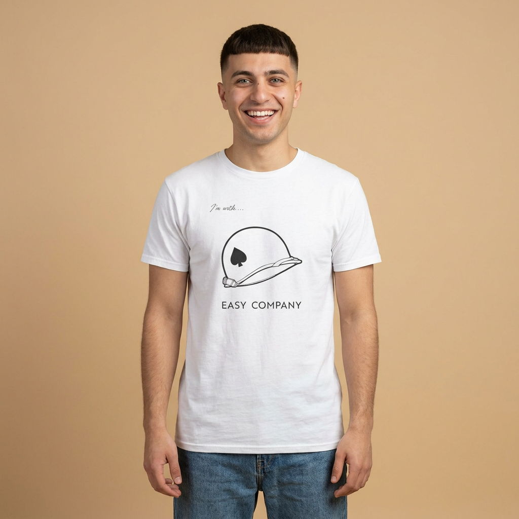 I'm with Easy Company and the Band of Brothers — M1 Helmet T-shirt