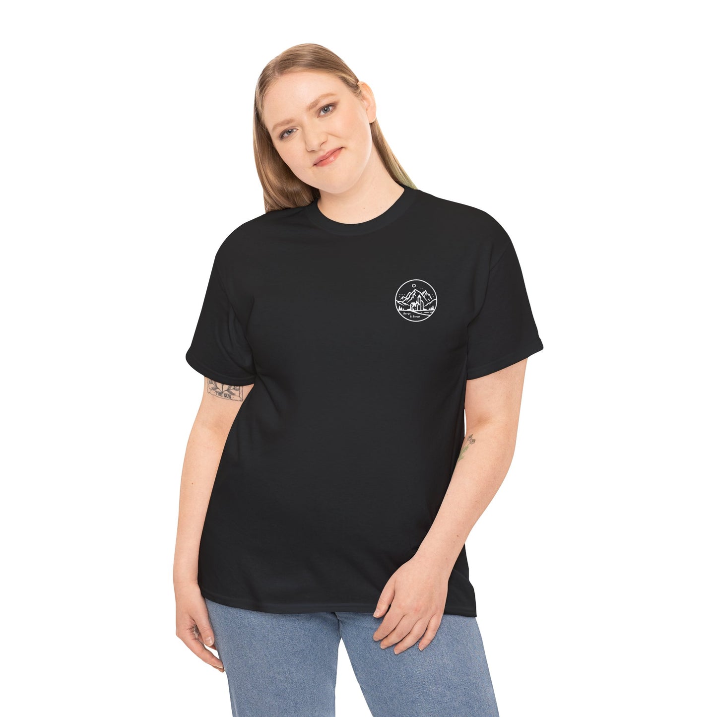 Travel Europe by Parachute with Bergs and Burgs Tee (light on dark)