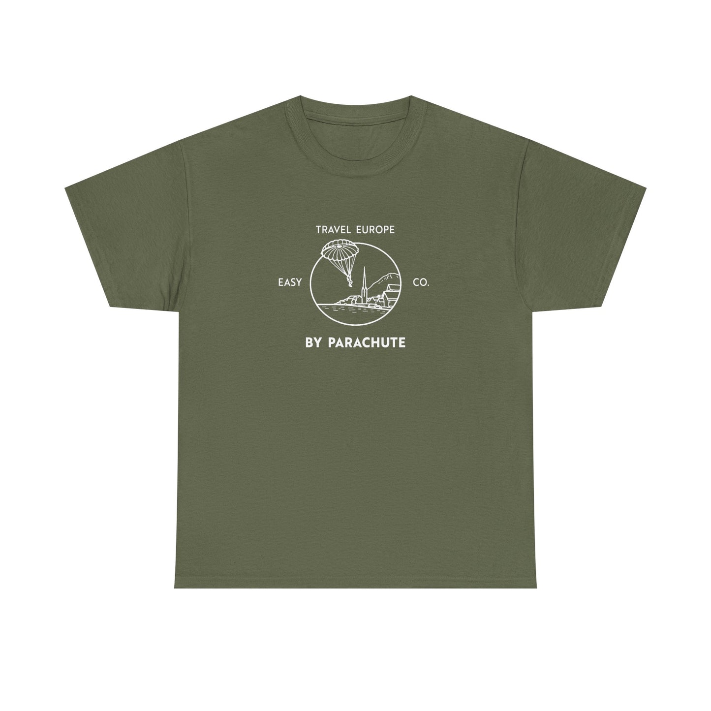 Travel Europe by Parachute Easy Company Tee (light on dark)
