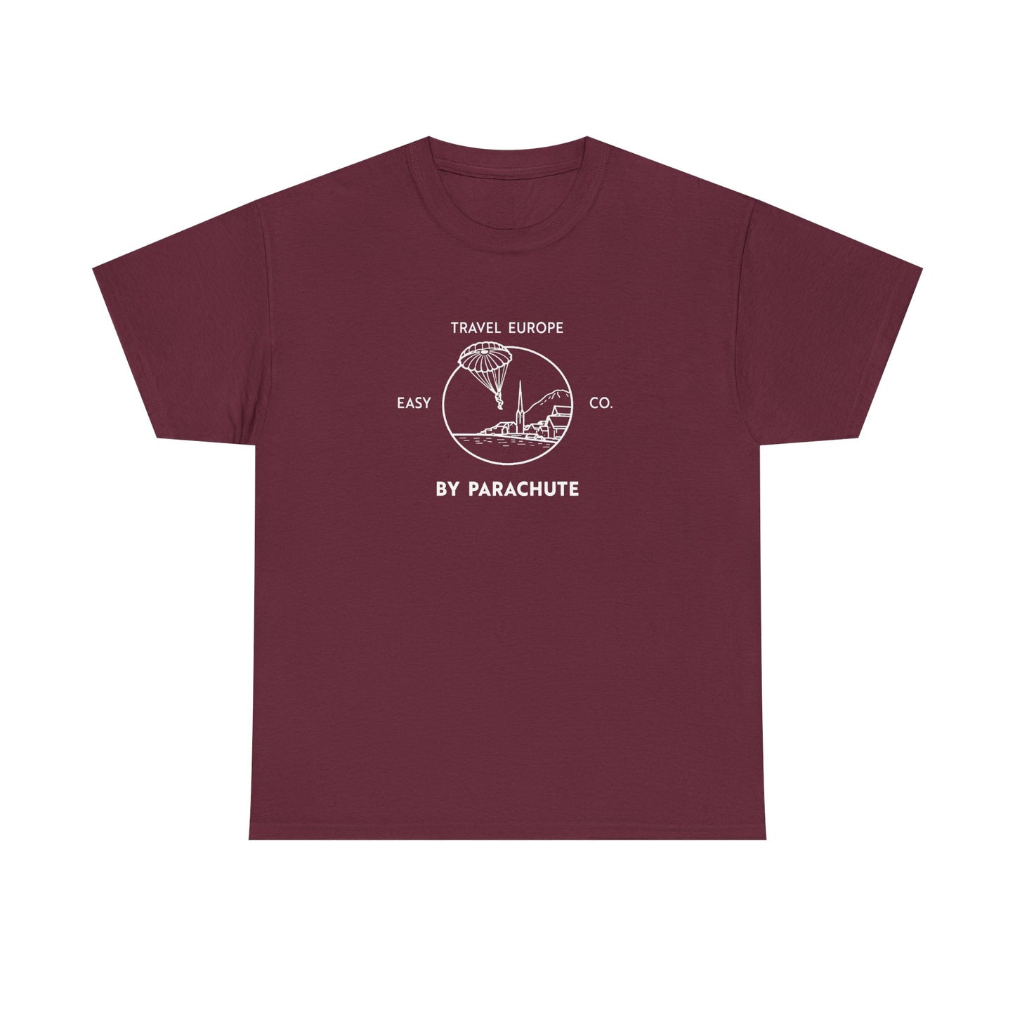 Travel Europe by Parachute Easy Company Tee (light on dark)