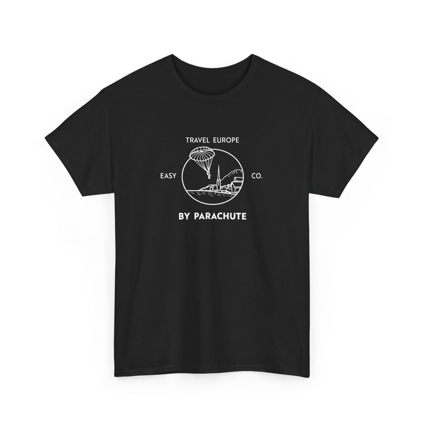 Travel Europe by Parachute Easy Company Tee (light on dark)