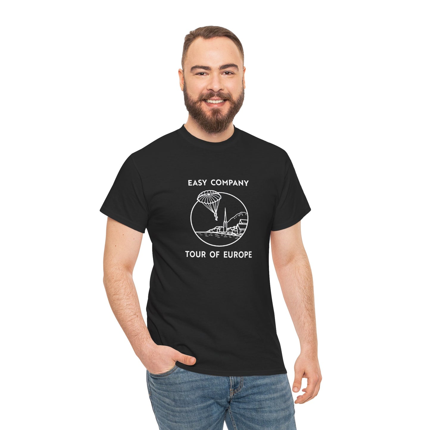 Easy Company Tour of Europe Tee (light on dark)
