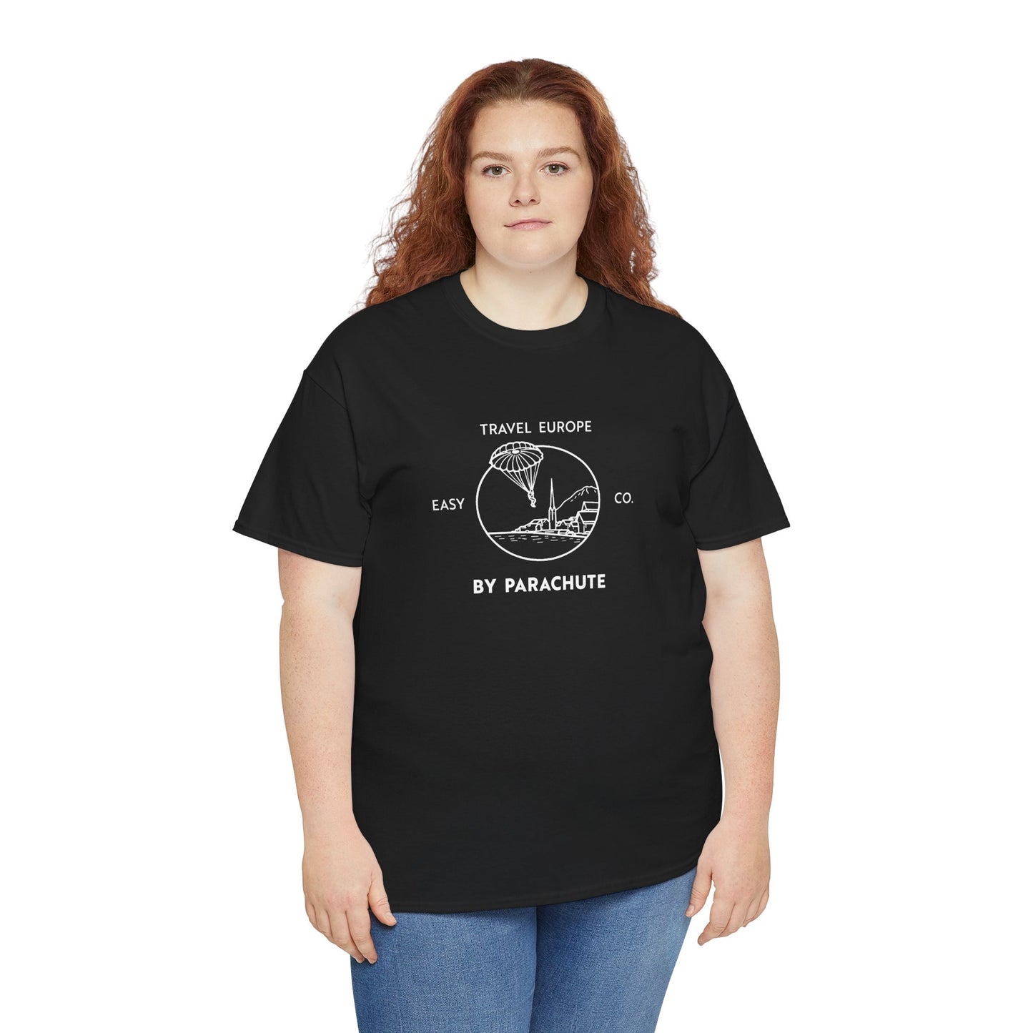 Travel Europe by Parachute Easy Company Tee (light on dark)