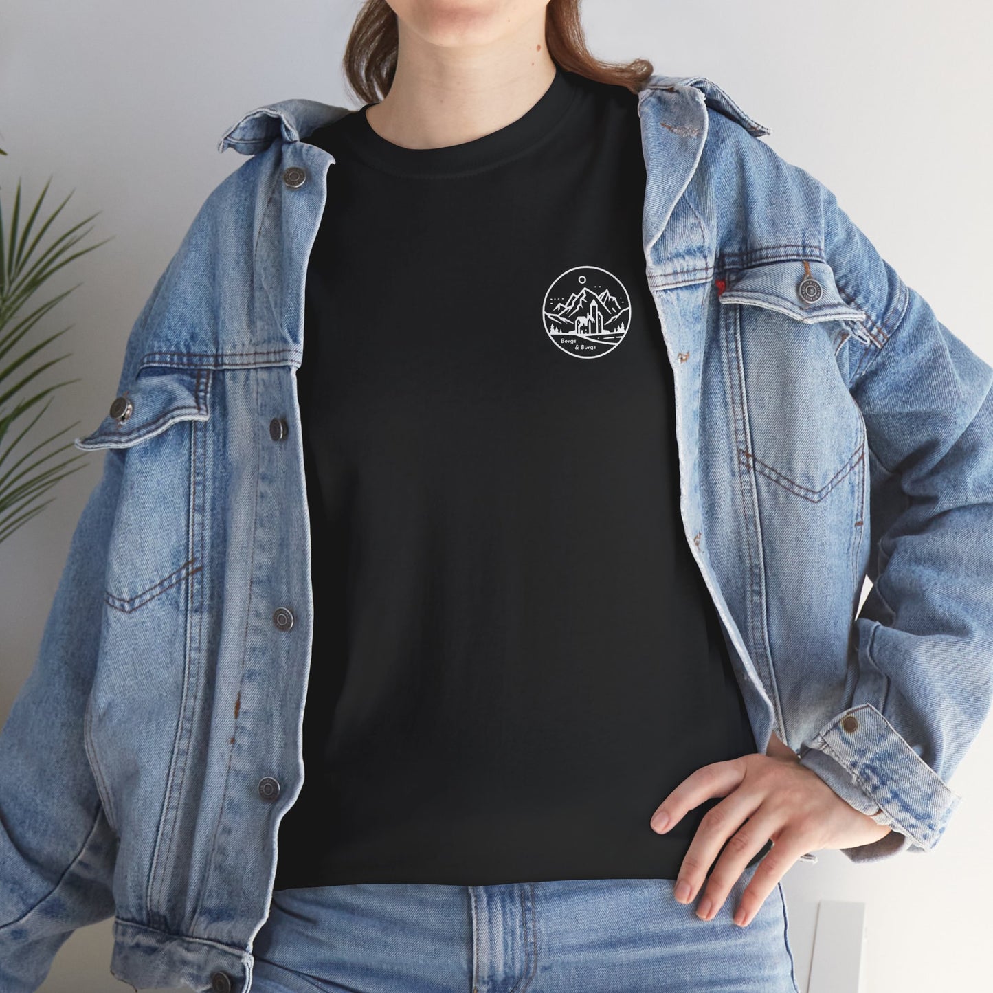 Travel Europe by Parachute with Bergs and Burgs Tee (light on dark)