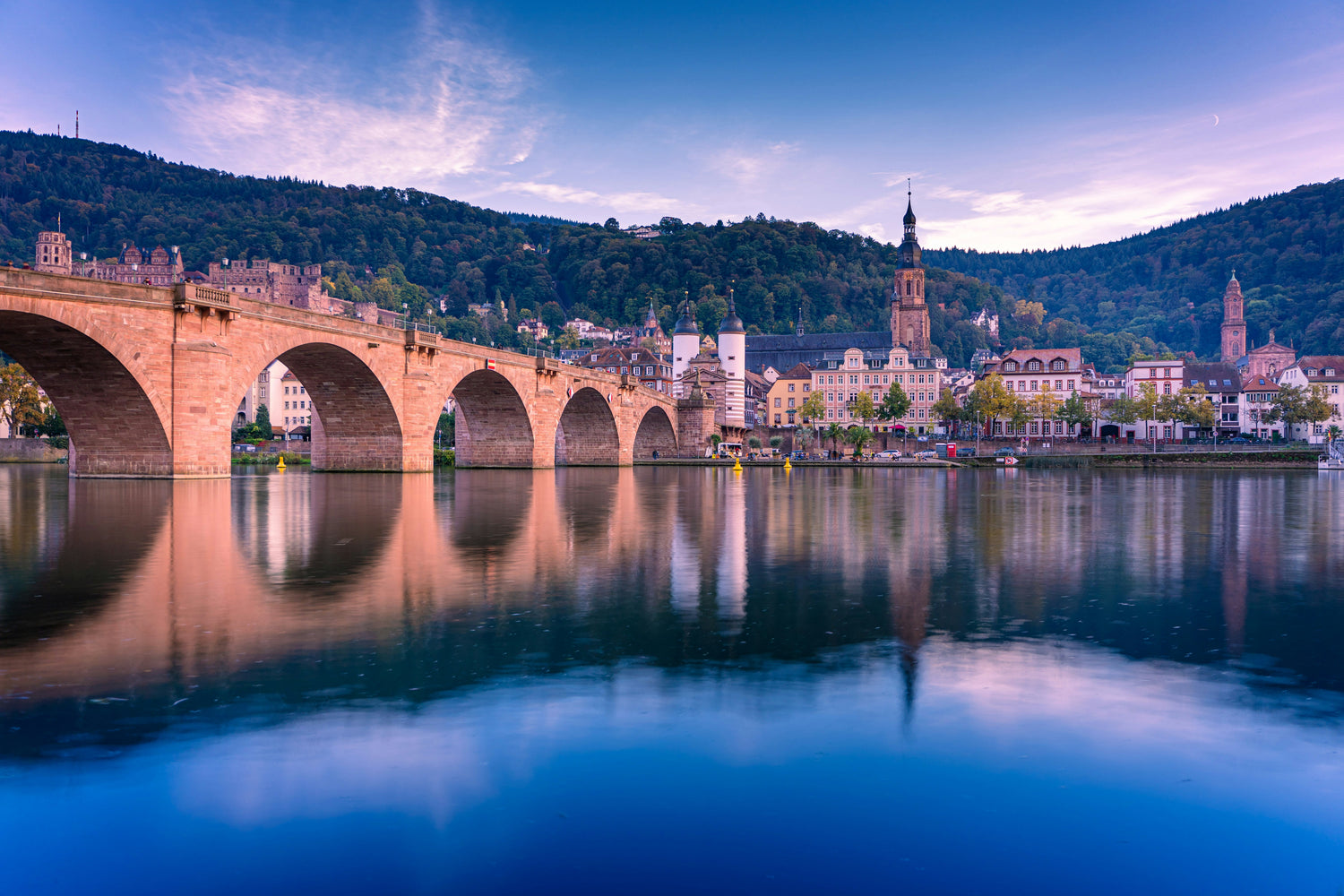 The Neckar River and the town of Heidelberg, Germany. 